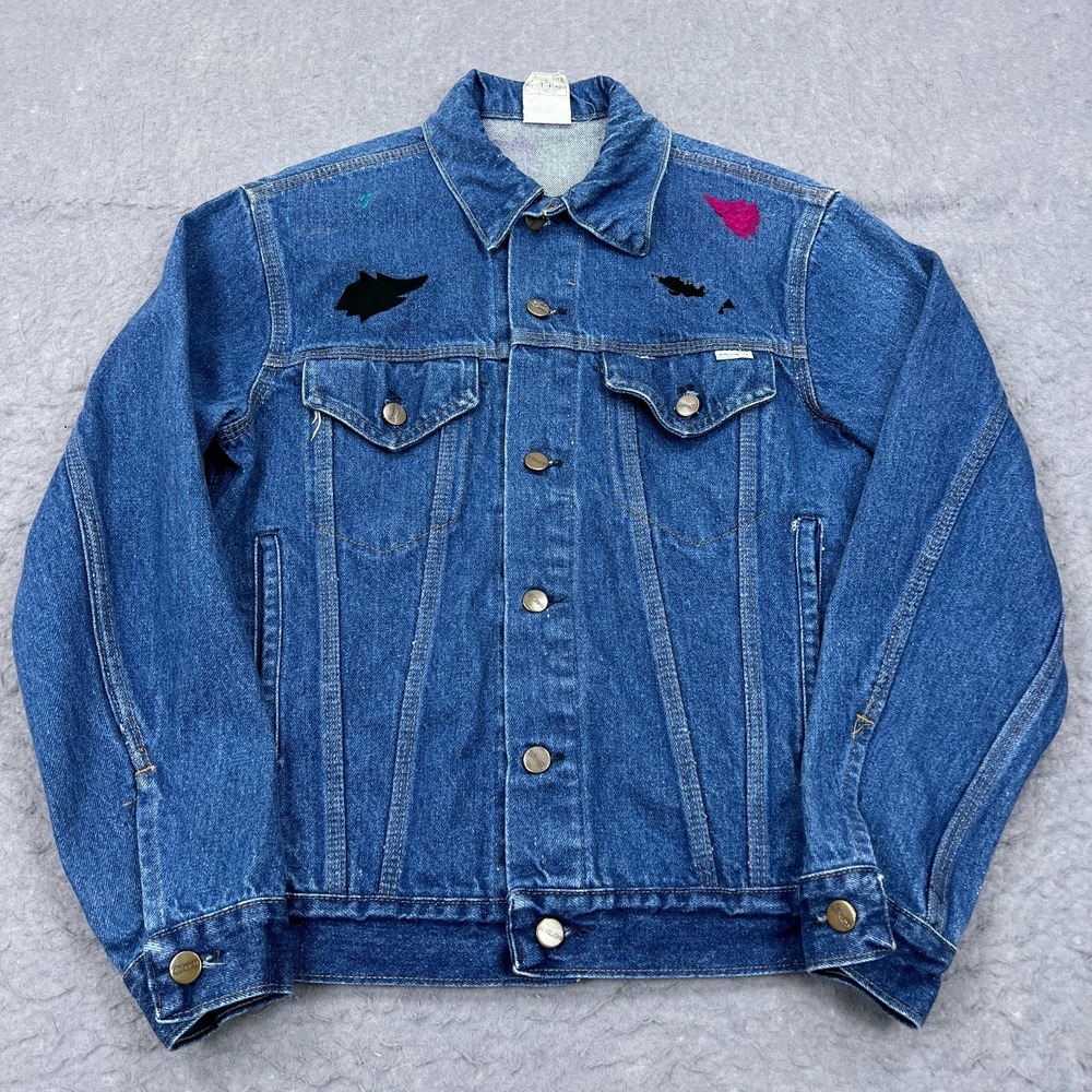 VTG Carhartt Trucker Jacket Men's 36 Blue Denim Jean Work USA Union Made JU108